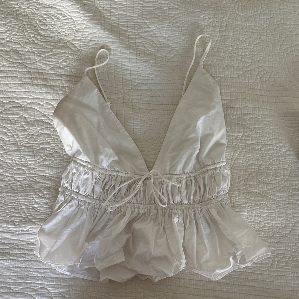 Wayf White Ruffled Chemise